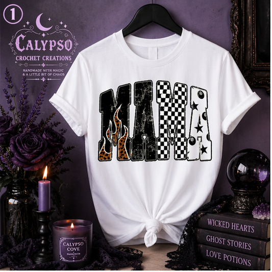 Gothic Checkered MAMA Graphic Tee