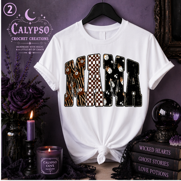 Neutral Leopard Patchwork MAMA Tee