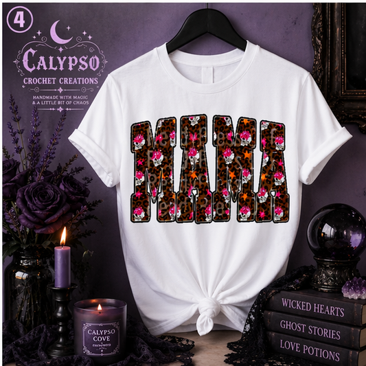 Skull Leopard MAMA Graphic Tee