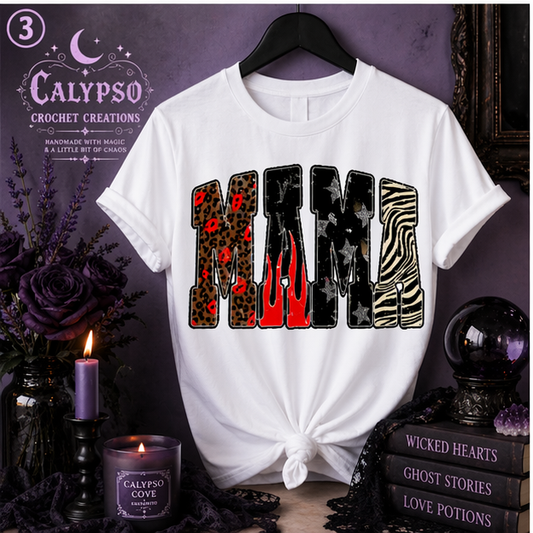 Flame & Leopard MAMA Graphic Tee